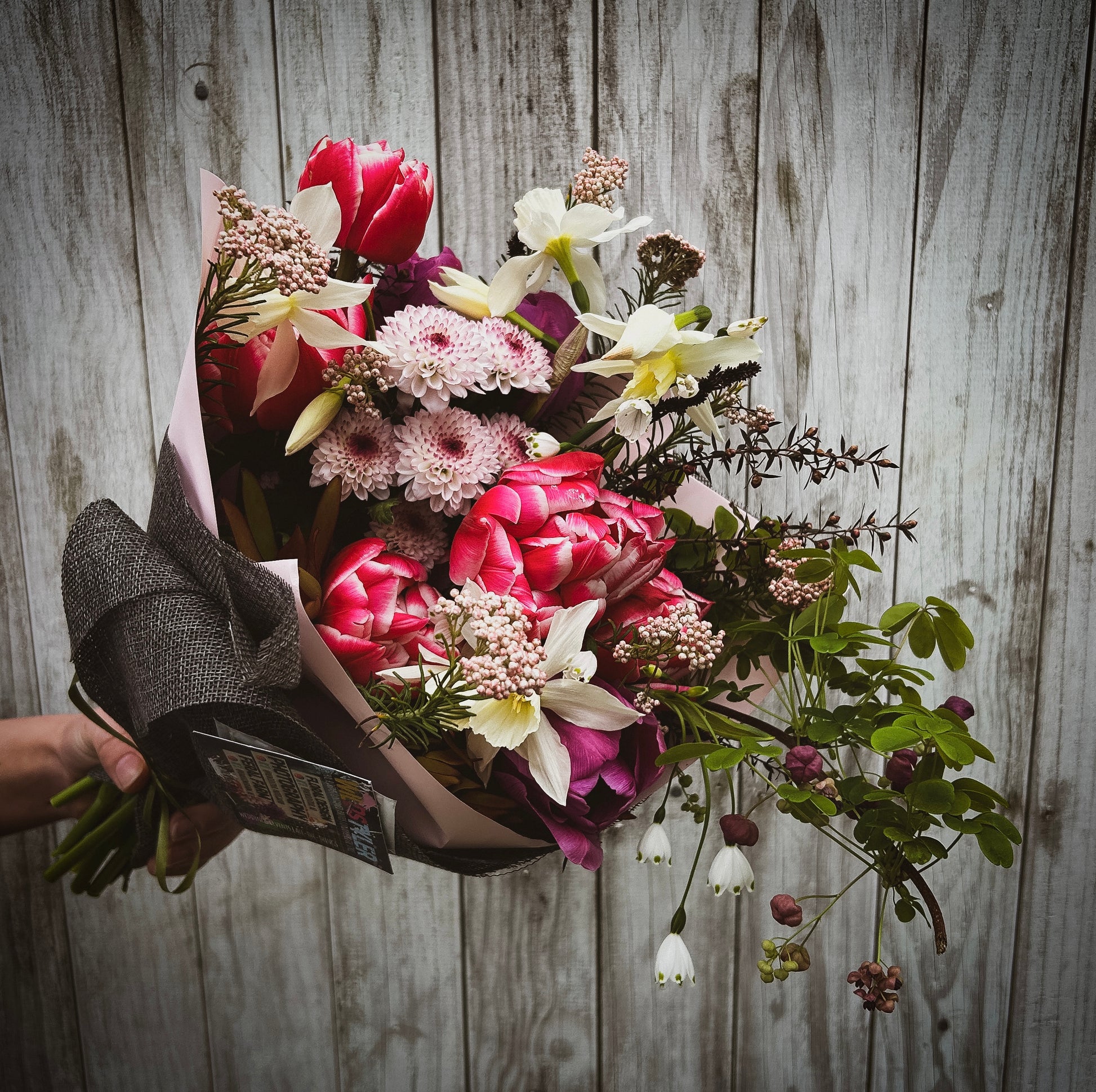 Medium seasonal bouquet with beautiful spring flowers