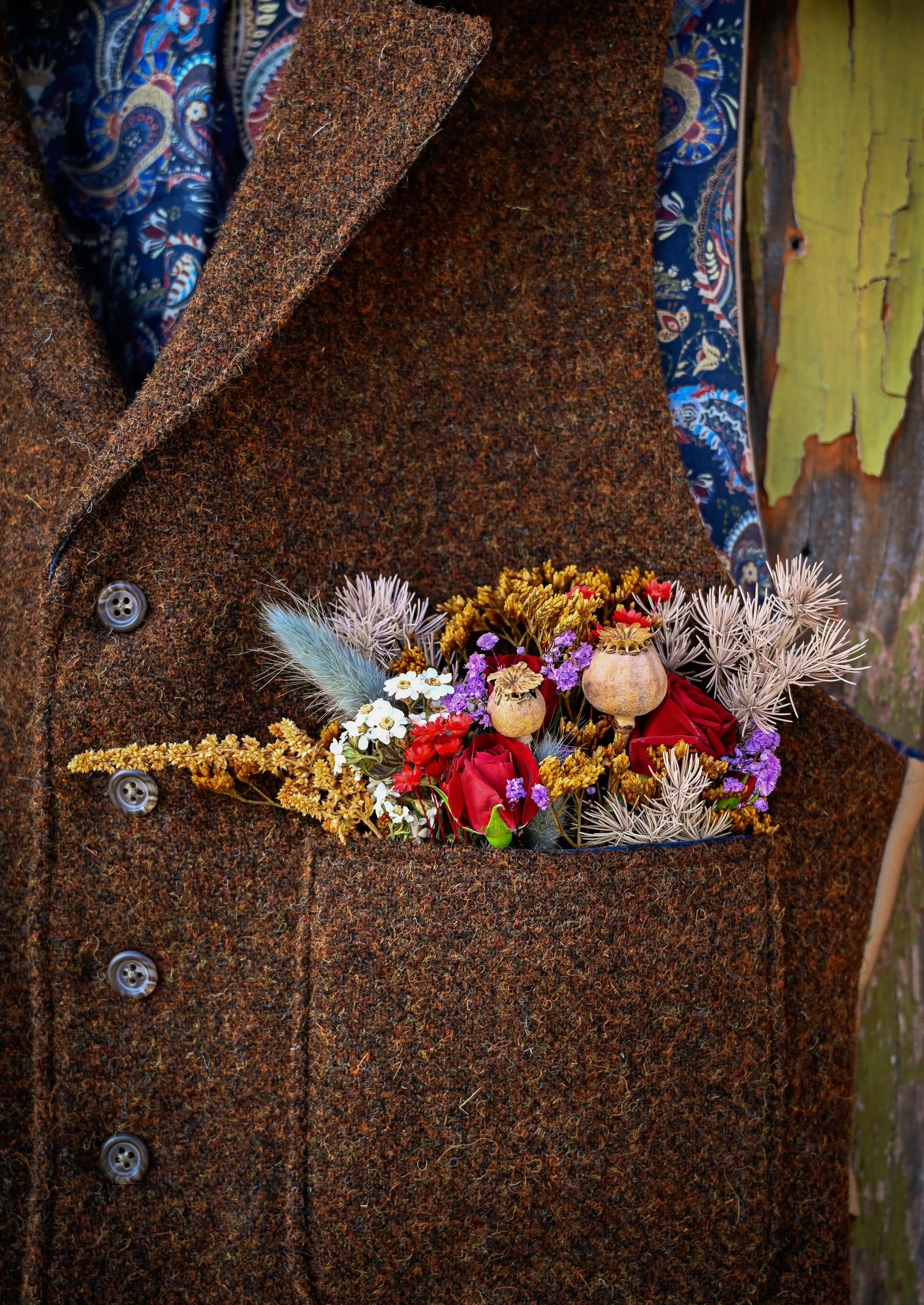 dried flower pocket square - The Wildstyler NZ