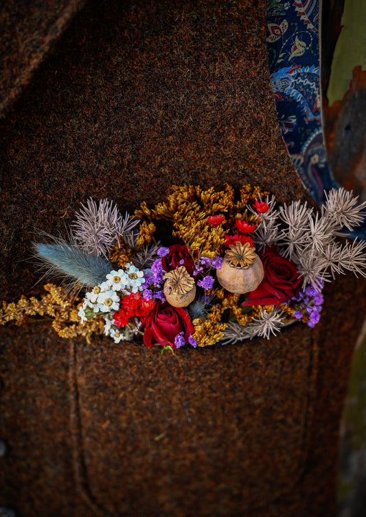 Everlasting pocket square, dried flowers - The Wildstyler NZ