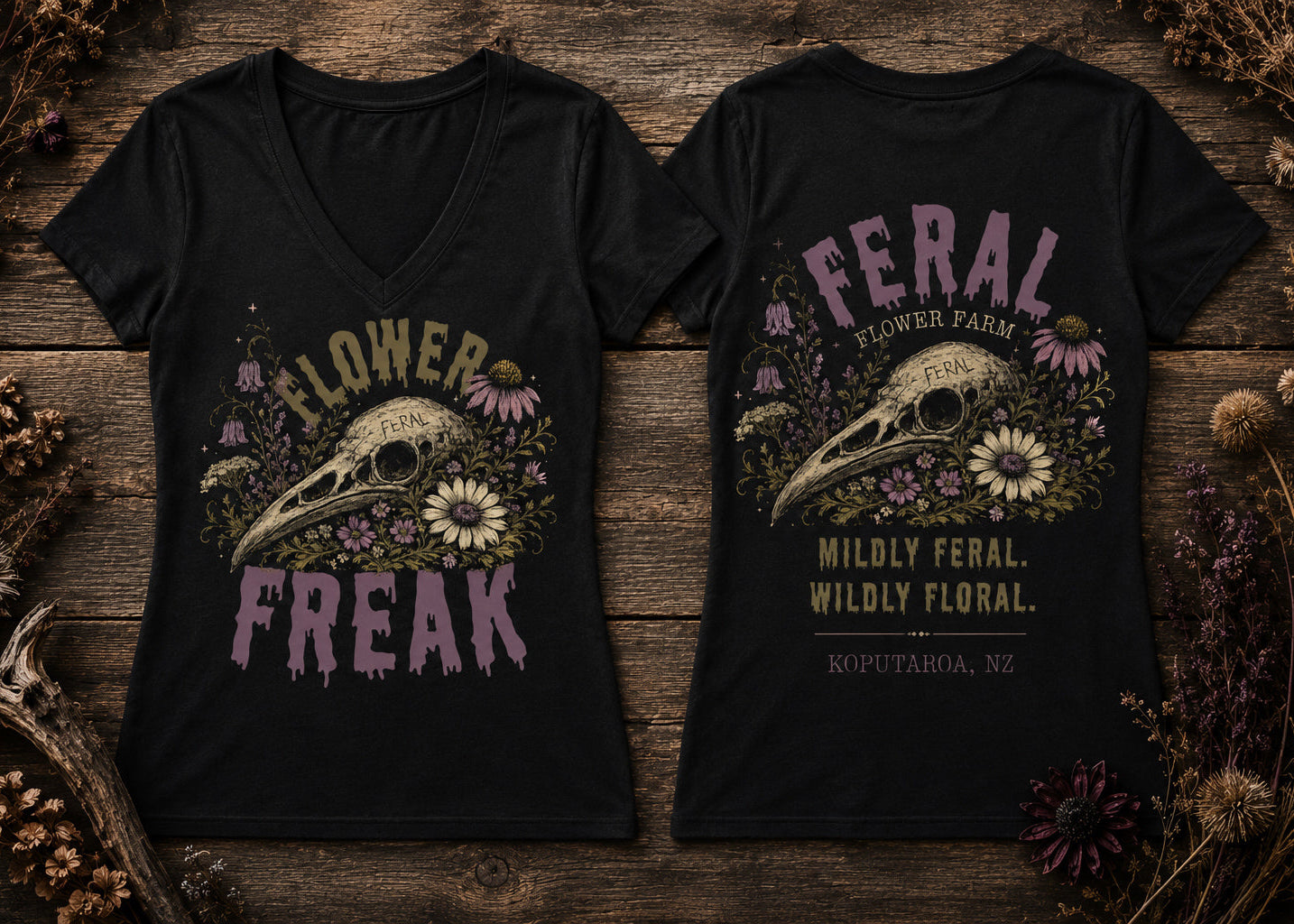 FLOWER FREAK | WILDLY FLORAL | ADULT V NECK TEE