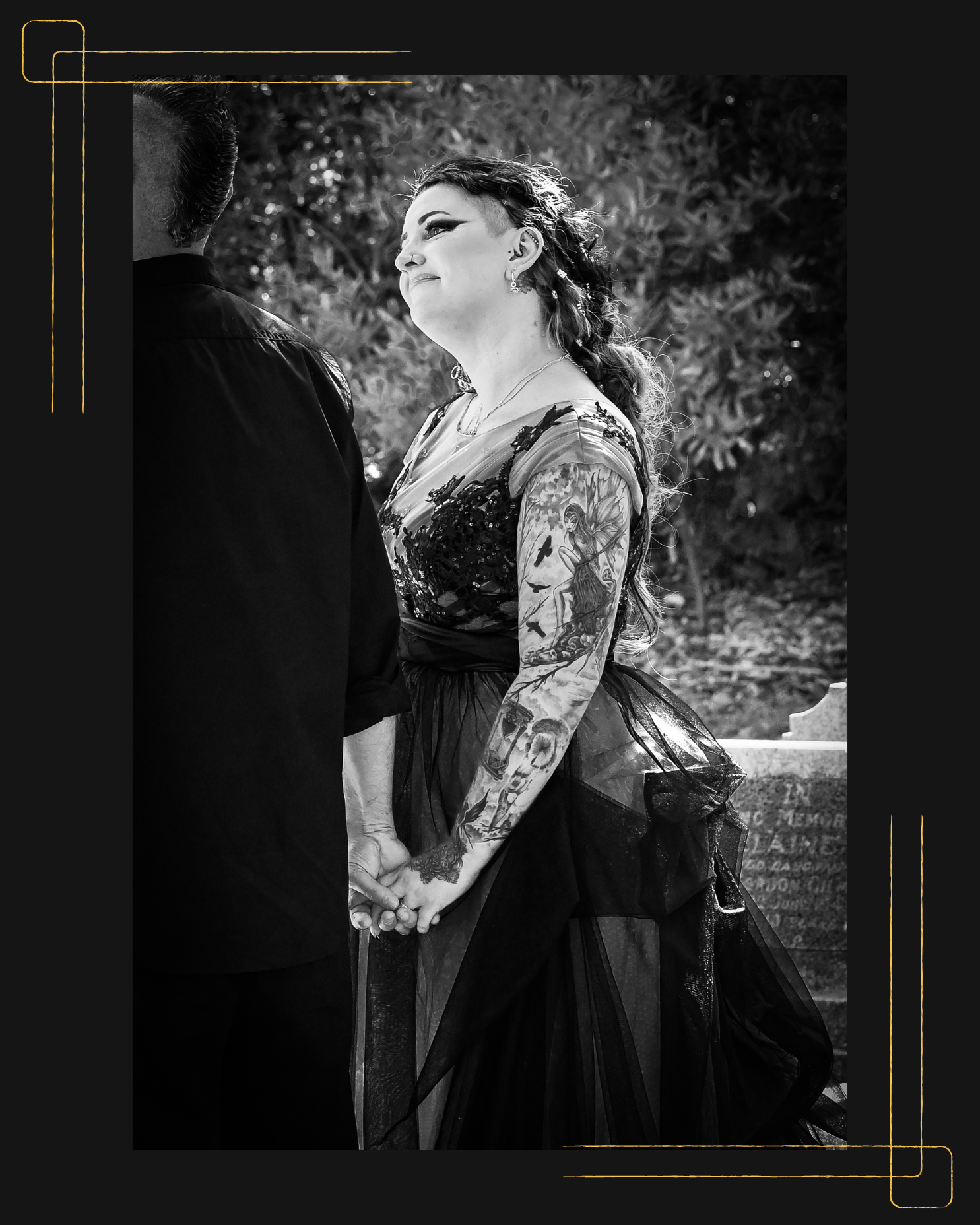 Moody wedding photography at terrace end cemetery. Non-traditional gothic inspired wedding - Wildstyler wedding photography NZ