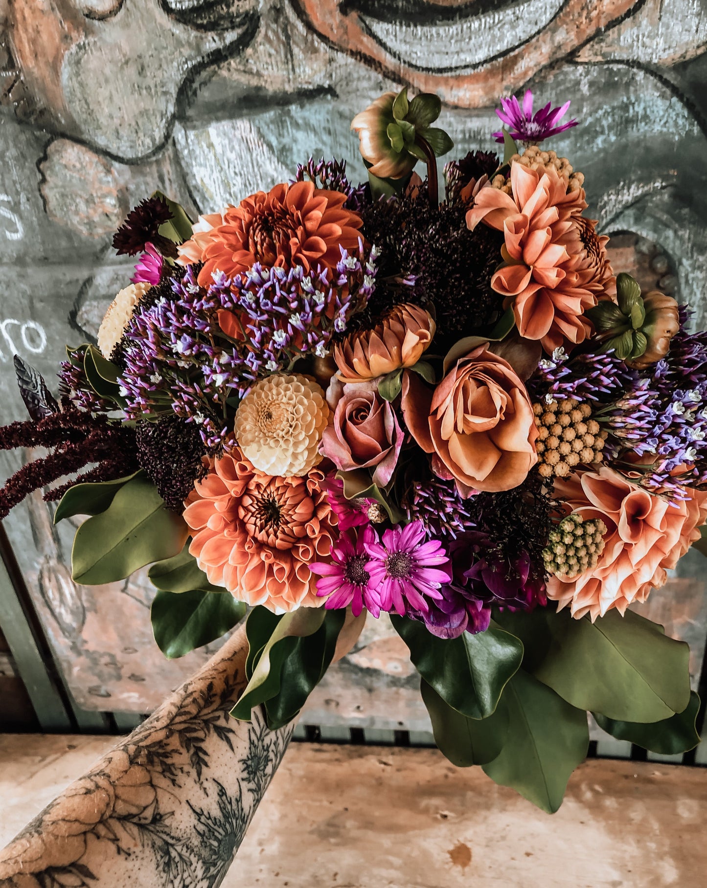 peach bridal bouquet - the wildstyler nz